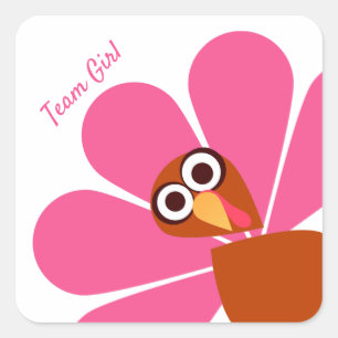Girl Thanksgiving Gender Reveal Vierkante Sticker