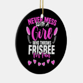 Girl Throws Frisbee Disk Golf Sport Ultimate Keramisch Ornament (Rechts)