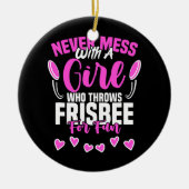 Girl Throws Frisbee Disk Golf Sport Ultimate Keramisch Ornament (Voorkant)