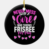 Girl Throws Frisbee Disk Golf Sport Ultimate Keramisch Ornament (Achterkant)