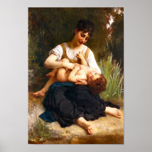 Girl Ticking A Child 1878 William Bouguereau Poster