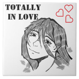 Girl totally in love lineart  tegeltje