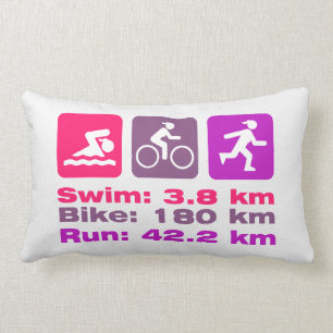 Girl Triatlete Pink Paarse Magenta Swim Bike Run Kussen