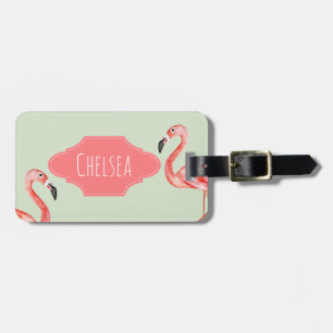 Girl Tropical Pink Flamingo Oerwoud Name Kinder Bagagelabel