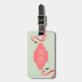 Girl Tropical Pink Flamingo Oerwoud Name Kinder Bagagelabel (Voorkant verticaal)