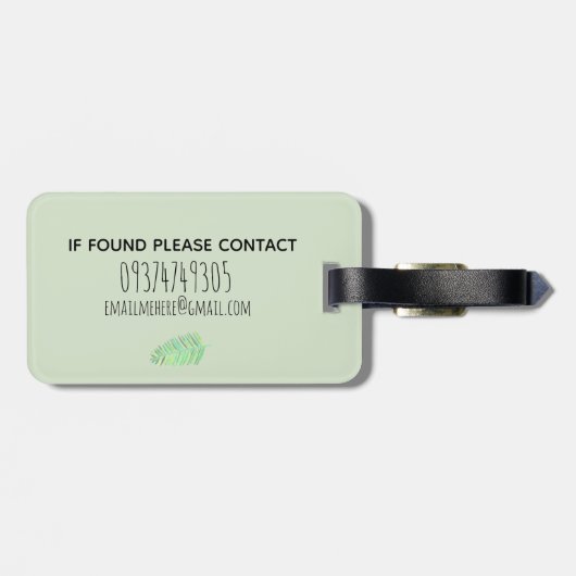 Girl Tropical Pink Flamingo Oerwoud Name Kinder Bagagelabel (Achterkant horizontaal)