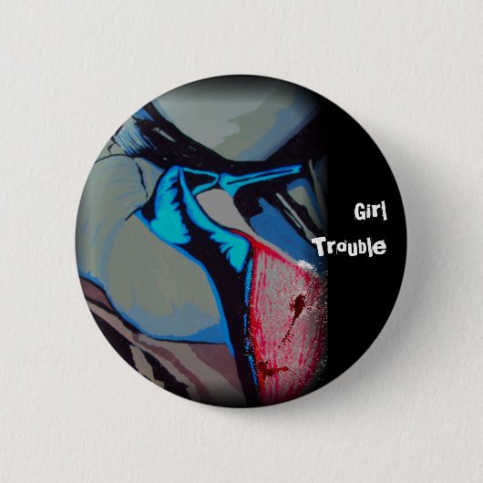 'Girl Trouble'-Button Ronde Button 5,7 Cm (Voorkant)