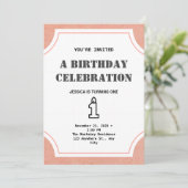 Girl Turing one Simple Elegant 1st Birthday Kaart (Staand voorkant)