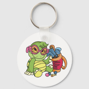 Girl Turtle Golfer Sleutelhanger