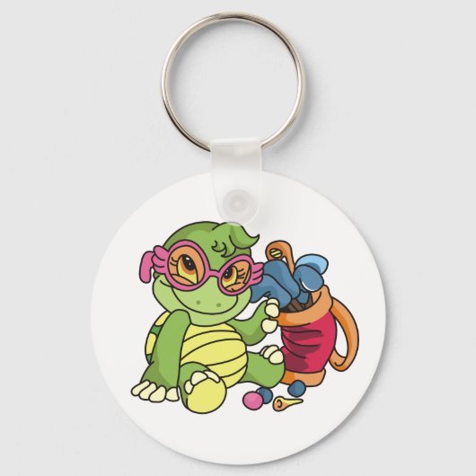 Girl Turtle Golfer Sleutelhanger (Voorkant)
