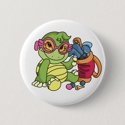 Girl Turtle Golfer Tshirts en Gifts Ronde Button 5,7 Cm (Voorkant)