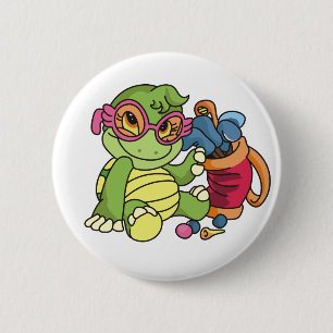 Girl Turtle Golfer Tshirts en Gifts Ronde Button 5,7 Cm