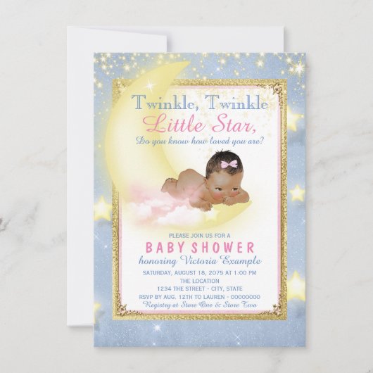 Girl Twinkle Twinkle Little Star Baby shower Kaart (Voorkant)