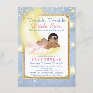 Girl Twinkle Twinkle Little Star Baby shower Kaart