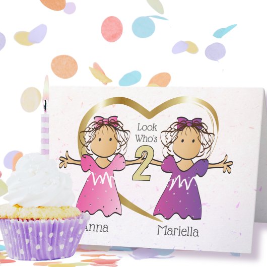 Girl Twins 2e persoonlijke Birthday Kaart