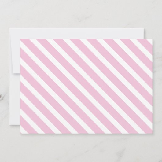 Girl Twins Baby shower Floral Stripe Pink Invite Kaart (Achterkant)