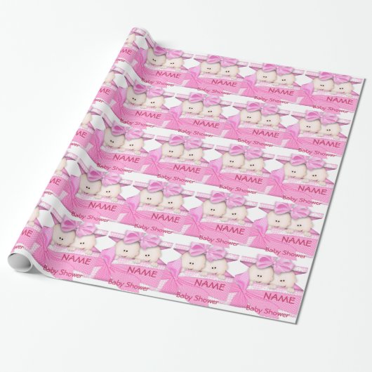 Girl Twins Baby shower Gift Wrapping paper Cadeaupapier (Uitgerold)
