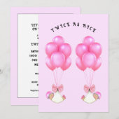 Girl Twins Baby shower Kaart (Voorkant / Achterkant)