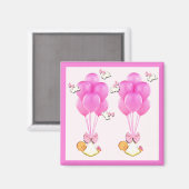 Girl Twins Baby shower Magneet (Voorkant / Achterkant)