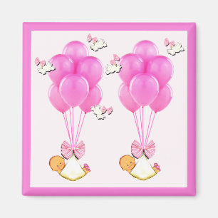 Girl Twins Baby shower Magneet
