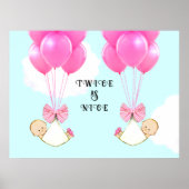 Girl Twins Baby shower Poster (Voorkant)