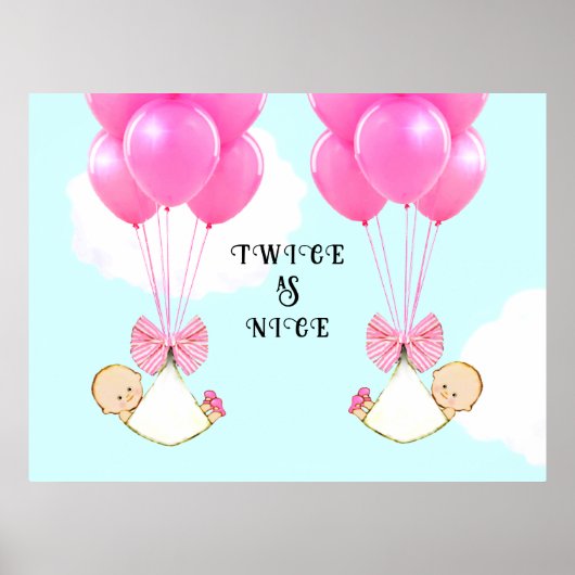 Girl Twins Baby shower Poster (Voorkant)