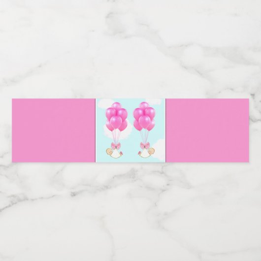 Girl Twins Baby shower Waterfles Etiket (Enkel label)