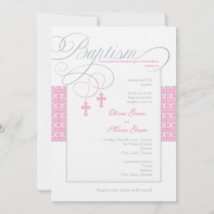 Girl Twins Baptism Invitation Kaart