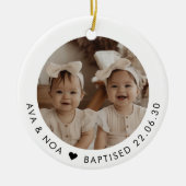 Girl Twins Baptism Photo Keepsake Keramisch Ornament (Voorkant)