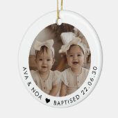 Girl Twins Baptism Photo Keepsake Keramisch Ornament (Links)