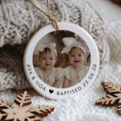 Girl Twins Baptism Photo Keepsake Keramisch Ornament