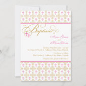 Girl Twins Cross Pattern Baptism Invitation Kaart (Voorkant)