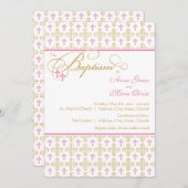 Girl Twins Cross Pattern Baptism Invitation Kaart (Voorkant / Achterkant)