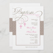 Girl Twins Damask Baptism Invitation Kaart (Voorkant / Achterkant)