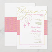 Girl Twins Damask Baptism Invitation Kaart (Voorkant / Achterkant)