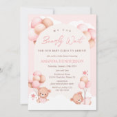 Girl Twins Teddy Bear Baby shower Invitation Kaart (Voorkant)