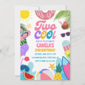 Girl Two Cool Pool Party Beach 2nd Birthday   Kaart (Voorkant)