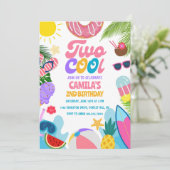 Girl Two Cool Pool Party Beach 2nd Birthday   Kaart (Staand voorkant)
