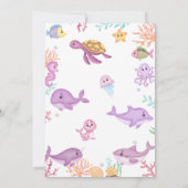 Girl under Zee Ocean Animals Birthday Kaart (Achterkant)