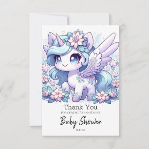 Girl Unicorn Baby shower Bedankkaart