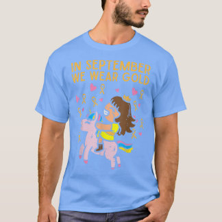 Girl Unicorn September Draag Gold Childhood Cancer T-shirt