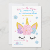 Girl unicorn verjaardagsfeest kaart (Voorkant)