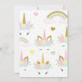 Girl unicorn verjaardagsfeest kaart (Achterkant)