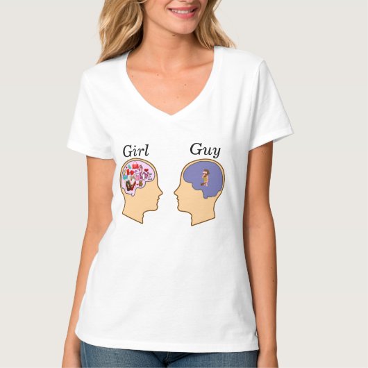 Girl V Guy grappig design T-shirt (Voorkant)