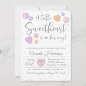 Girl Valentijn Heart Baby shower Invitation Kaart (Voorkant)