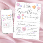 Girl Valentijn Heart Baby shower Invitation Kaart