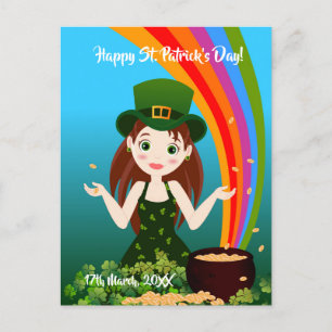 Girl viert haar verjaardag op Saint Patrick's Briefkaart
