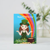 Girl viert haar verjaardag op Saint Patrick's Briefkaart (Staand voorkant)