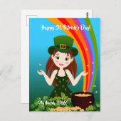 Girl viert haar verjaardag op Saint Patrick's Briefkaart (Voorkant / Achterkant)