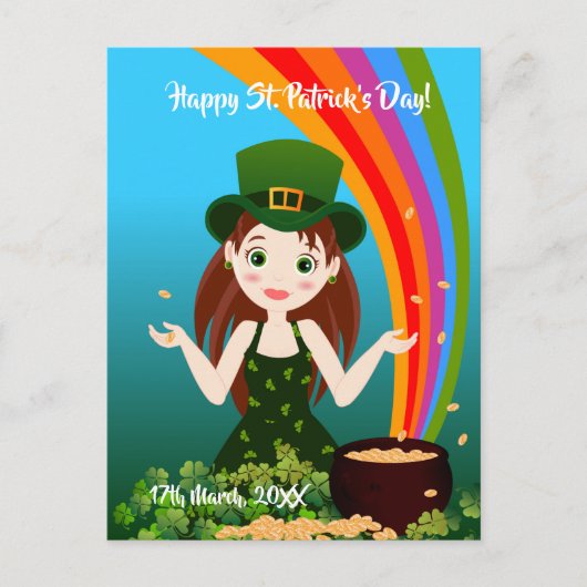 Girl viert haar verjaardag op Saint Patrick's Briefkaart (Voorkant)